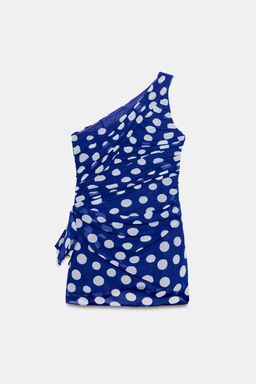 VESTIDO MINI DRAPEADO LUNARES / Azul / Blanco - Zara фото 3