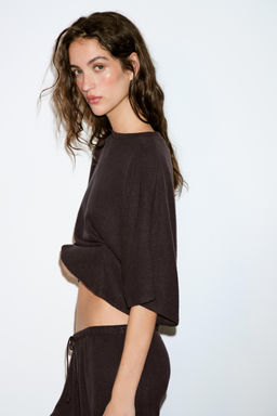 TOP R?STICO MANGA CORTA / Marr?n oscuro - Zara фото 3