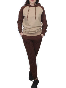 NOE103 BROWN/BEIGE Костюм спортивный женский (хлопок 90%, полиэстер 10%) - Fashion фото 2