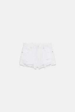SHORTS DENIM TRF TIRO ALTO ROTOS / Blanco - Zara фото 7