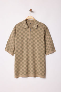 TRENDYOL MAN Vizon Oversize Polo Yaka Ekose / Kareli Triko Polo Yaka T-shirt TMNSS25PO00035 - Trendyolmilla фото 5