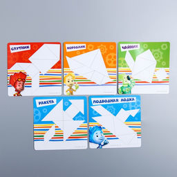 Танграм Фиксики, 5 двухсторонних карточек  фото 3