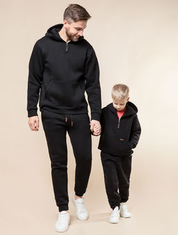 Худи с воротом на молнии из теплого футера-трехнитки