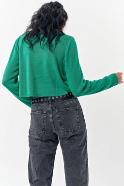 Джемпер укороченный из хлопка ярко-зеленый