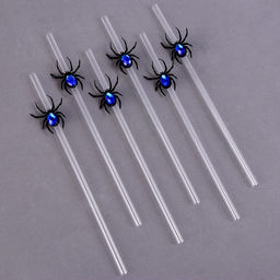 Трубочки для коктейля Паук, в наборе 6 шт., цвета МИКС - Страна карнавалия фото 2