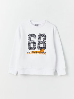 Bisiklet Yaka Bask?l? Uzun Kollu Erkek ?ocuk Sweatshirt ve E?ofman Alt? - Waikiki фото 2