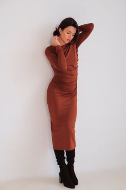 Martichelli Платье с драпировкой карамель фото 3