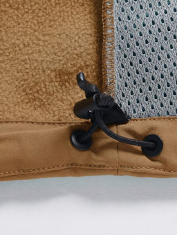 Парка женская софтшелл виндстоппер удлинённая с капюшоном горчичного цвета 9614_1G