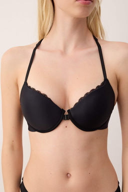 Siyah Tekli Micro Dantel Detayl? Duz Push Up T-Shirt Bra Sutyen THMAW26SU00003 - Trendyolmilla фото 3