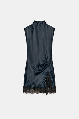MINI SATIN DRESS WITH LACE DETAIL - Zara фото 17