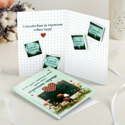 Открытка 4 шоколадки "Чтобы учить маленьких детей нужно иметь огромное сердце"