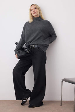 Antrasit Genis Kal?p Yumusak Dokulu Triko Kazak TWOAW23KZ00469