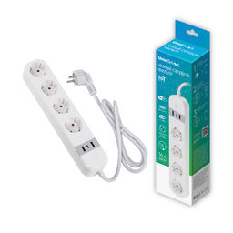 P-GCL4-1,8 A201/UC/WF WHITE Умный сетевой фильтр Wi-Fi, 1.8м (Пвс 3х1,5), 4 гнезда, с/з, 2USB+Type-C (5В, 3A). 16A. До 3680Вт. Голосовое управление+приложение UnielSmart. TM Uniel