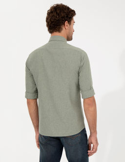 Светло-зеленая приталенная рубашка с длинным рукавом - Cacharel фото 5