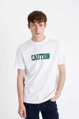 Regular Fit Bisiklet Yaka Bask?l? K?sa Kollu Tisort - Defacto фото 2