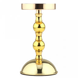 Подсвечник металлический "Визави" h16,8см, чаша д8,4см, h1,9см, пластмассовая ножка, нескользящее основание д9см, золотой, в коробке (Китай)