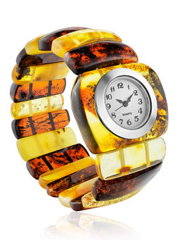 Оригинальные наручные часы на браслете из натурального балтийского янтаря