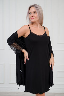 Халат женский из вискозы Адель Нуар черный - Амадэль фото 9