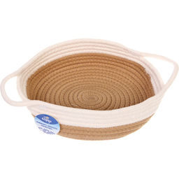 Корзинка плетёная интерьерная с ручками "ТРЕГОРИЯ", цвет бежевый/белый, 24*7см, (лейбл селфи)