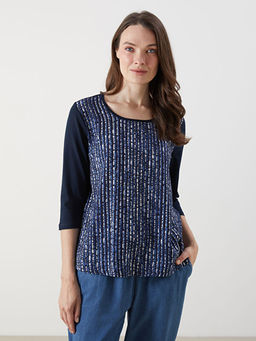 Bisiklet Yaka Desenli Bluz