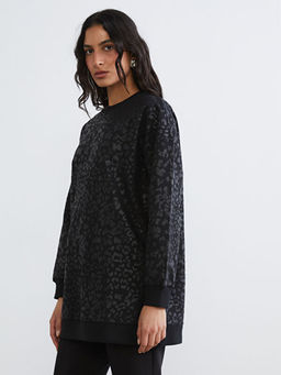 Leopar Desenli Oversize Kad?n Sweatshirt Tunik
