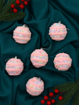 Ёлочные игрушки Маттео, шары новогодние, d=6 см, 6 шт., розовый
