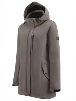 Парка женская софтшелл виндстоппер удлинённая с капюшоном темно-серого цвета 9618_1TC