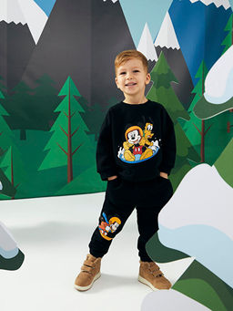 Beli Lastikli Mickey Mouse Bask?l? Erkek Bebek E?ofman Alt