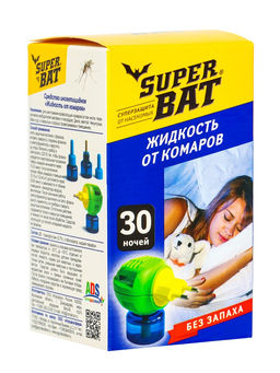 Цена за 2 шт. Дополнительный флакон-жидкость от комаров SuperBAT, 30 ночей, 30 мл