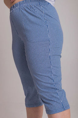 Капри из кулирки в полоску М326018гб голубой/белый - Елена фото 4