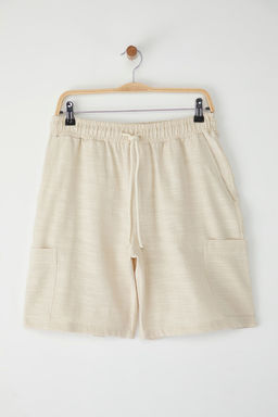 TRENDYOL MAN Ekru Kargo Cepli Keten Gorunumlu Pamuklu Sort & Bermuda TMNSS25SR00055 - Trendyolmilla фото 6