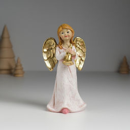 Фигурка полистоун Ангел музыкант в розовом платье, 6.5?4.5?13 см, МИКС
