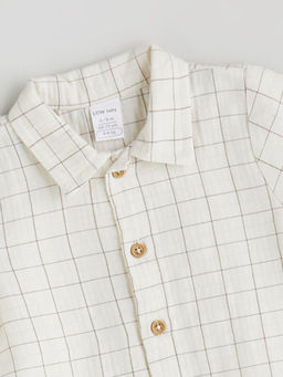 G?mlek Yaka ?izgili Erkek Bebek Tulum