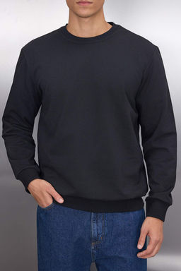 Siyah Regular/Normal Kesim Ici Polar/S?cak Tutan Sweatshirt TMNAW21SW1208