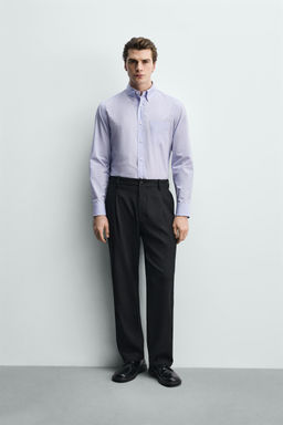 CAMISA REGULAR FIT CUADROS / Lila / Blanco