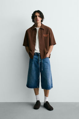 CAMISA LAVADA ESTAMPADO COMBINADO / Marr?n