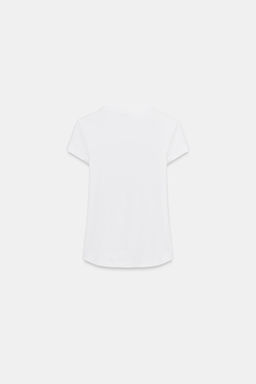 CAMISETA RIB MANGA CORTA BORDADOS / Blanco - Zara фото 5