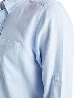 Regular Fit Uzun Kollu Keten Kar???ml? Erkek G?mlek