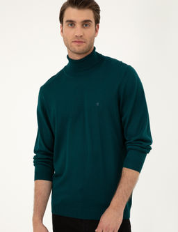 Ye_il Slim Fit Bal_k__ Yaka Y_n Kar___ml_ Basic Triko Kazak - Pierre cardin фото 3
