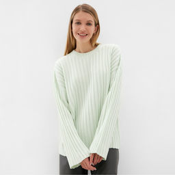 Джемпер женский вязаный MINAKU: Knitwear collection, цвет фисташковый, размер 42-44
