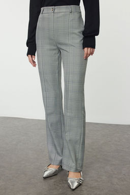 Gri Ekose Straight/Duz Kesim Dokuma Pantolon TWOAW25PL00085 - Trendyolmilla фото 3