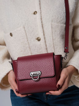 Сумка кожаная кросс-боди Azaro 3520 вишневый/соло