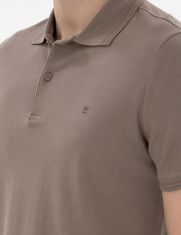 Koyu Vizon Slim Fit %100 Pamuk Polo Yaka Basic Ti__rt