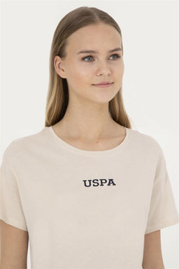 Женская кремовая футболка с круглым вырезом - U.s. polo assn фото 2