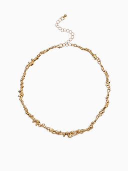 Колье Мятое тонкое, 35 см, цвет золото
