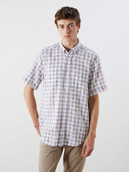 Regular Fit K?sa Kollu Ekose Arm?rl? Erkek G?mlek