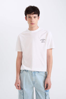 Regular Fit Bisiklet Yaka Bask?l? K?sa Kollu Tisort - Defacto фото 2