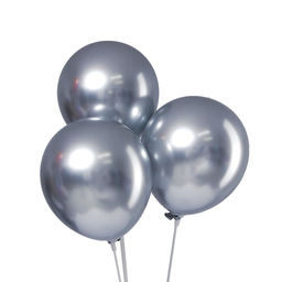 Шар латексный 9 Хром, металл, набор 100 шт., цвет серебряный