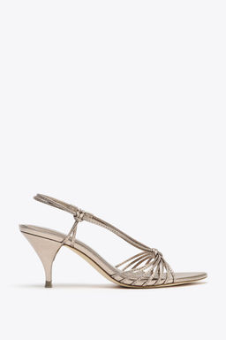 LEATHER KNOTTED STRAPPY SANDALS - Zara фото 2