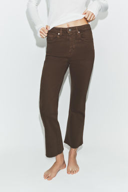 JEANS TRF CROPPED FLARE TIRO ALTO / Marr?n - Zara фото 2